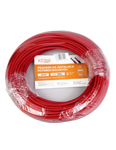Przewod KENO 6mm czerwony 50m