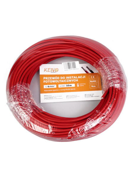 Przewod KENO 6mm czerwony 50m